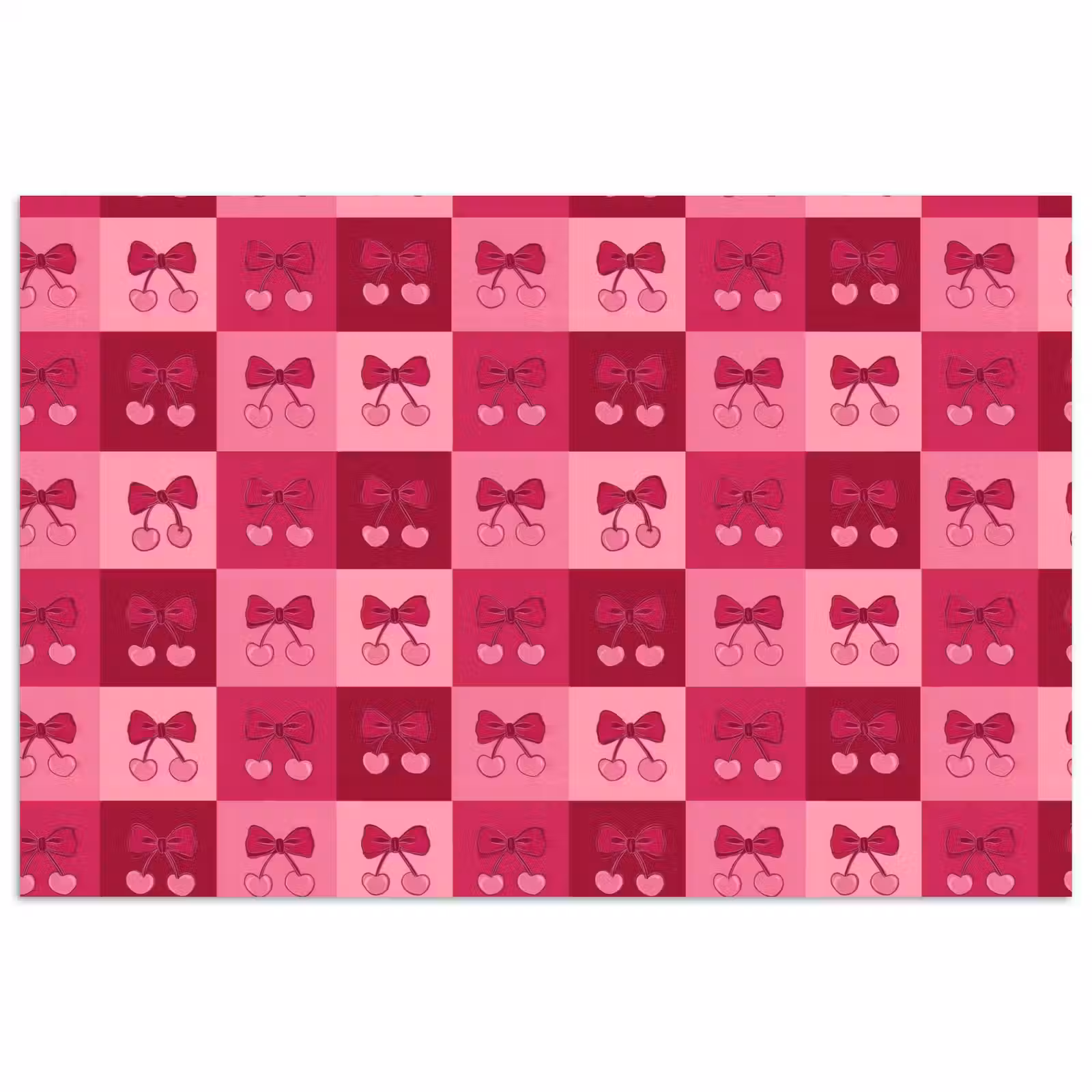 Poster - Kersen - Strikjes - Speels - Roze - Bordeaux — 1