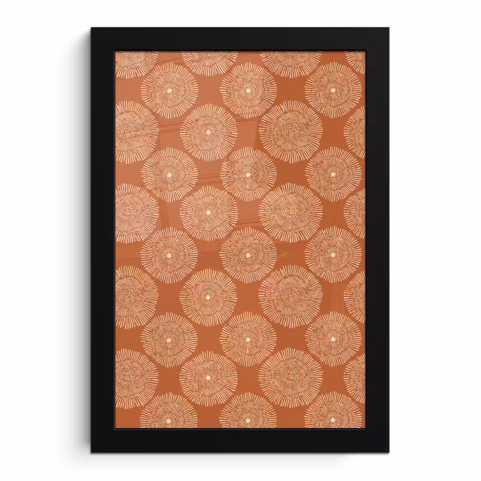 Poster met lijst - Cirkels - Grafisch - Patroon - Terracotta — 1