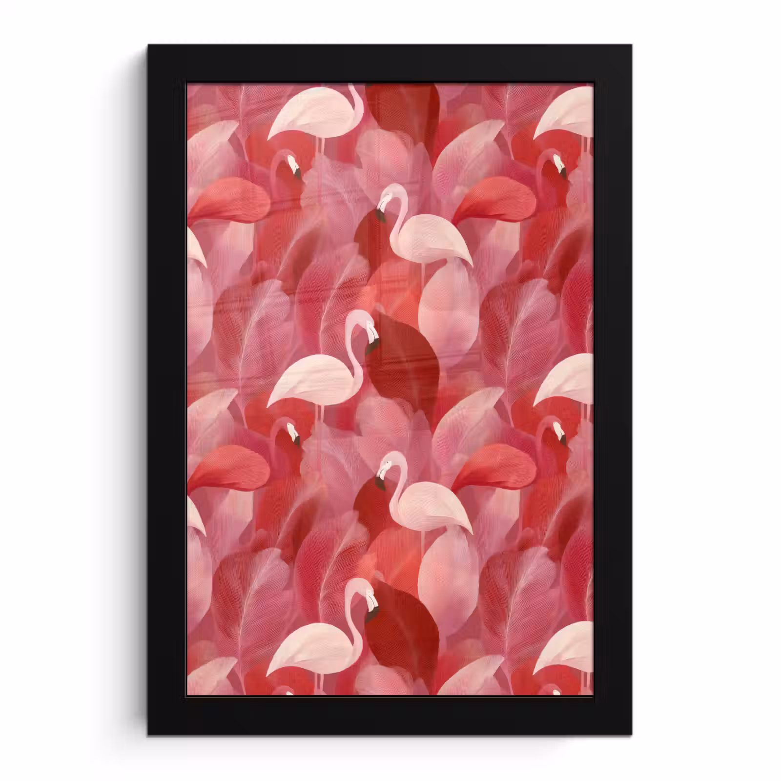 Poster met lijst - Flamingo - Botanisch - Elegant - Roze - Rood — 1