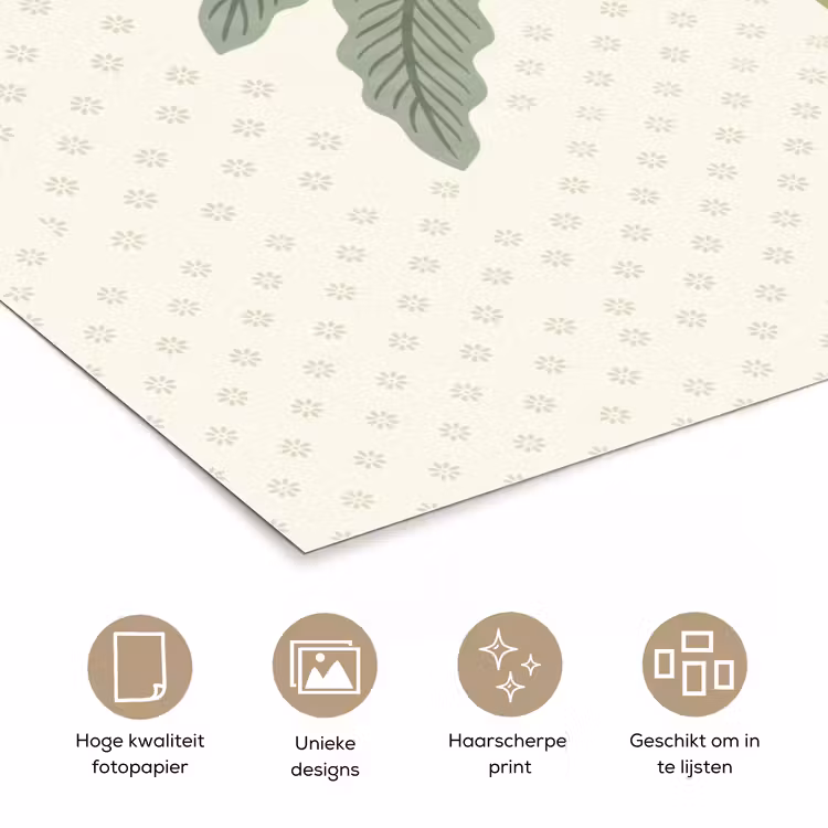Poster - Boom - Bladeren - Groen - Decoratief - Beige — 5