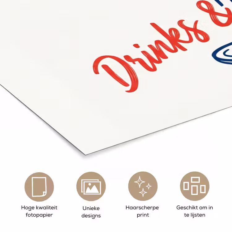 Poster - Cocktail - Glas - Illustratie - Blauw - Wit — 5