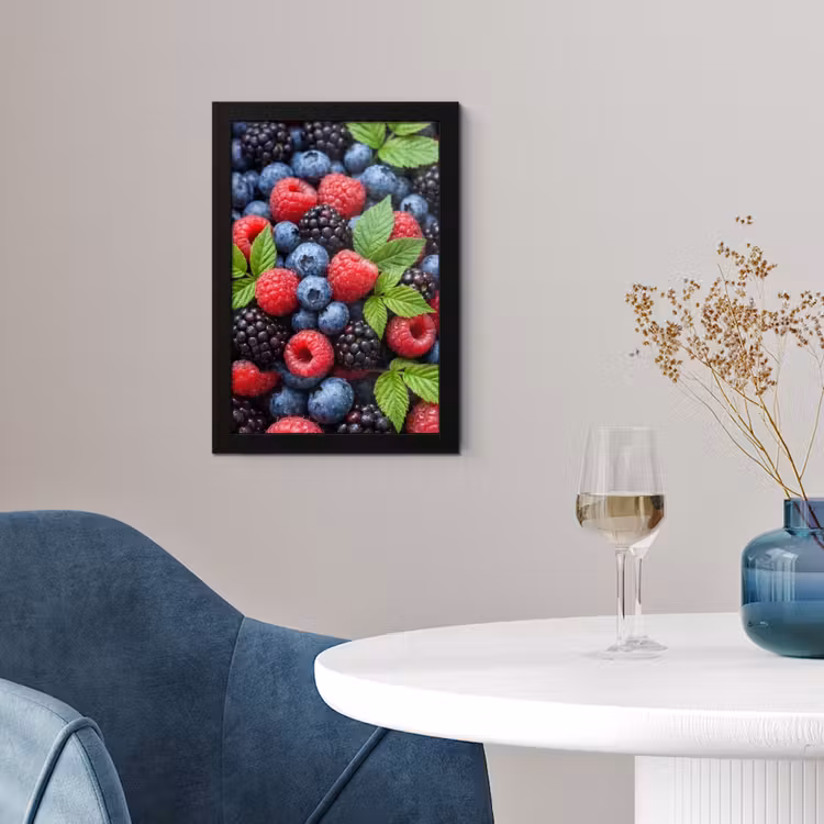 Poster met lijst - Bessen - Vers - Waterdruppels - Kleurrijk - Eten — 2