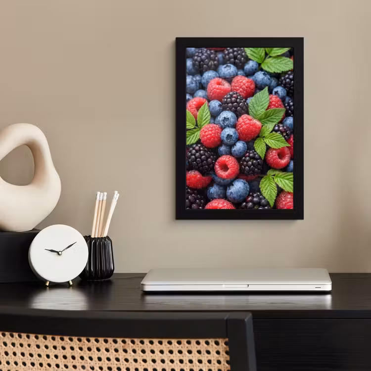 Poster met lijst - Bessen - Vers - Waterdruppels - Kleurrijk - Eten — 3
