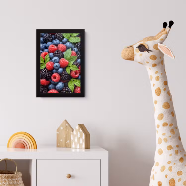 Poster met lijst - Bessen - Vers - Waterdruppels - Kleurrijk - Eten — 5