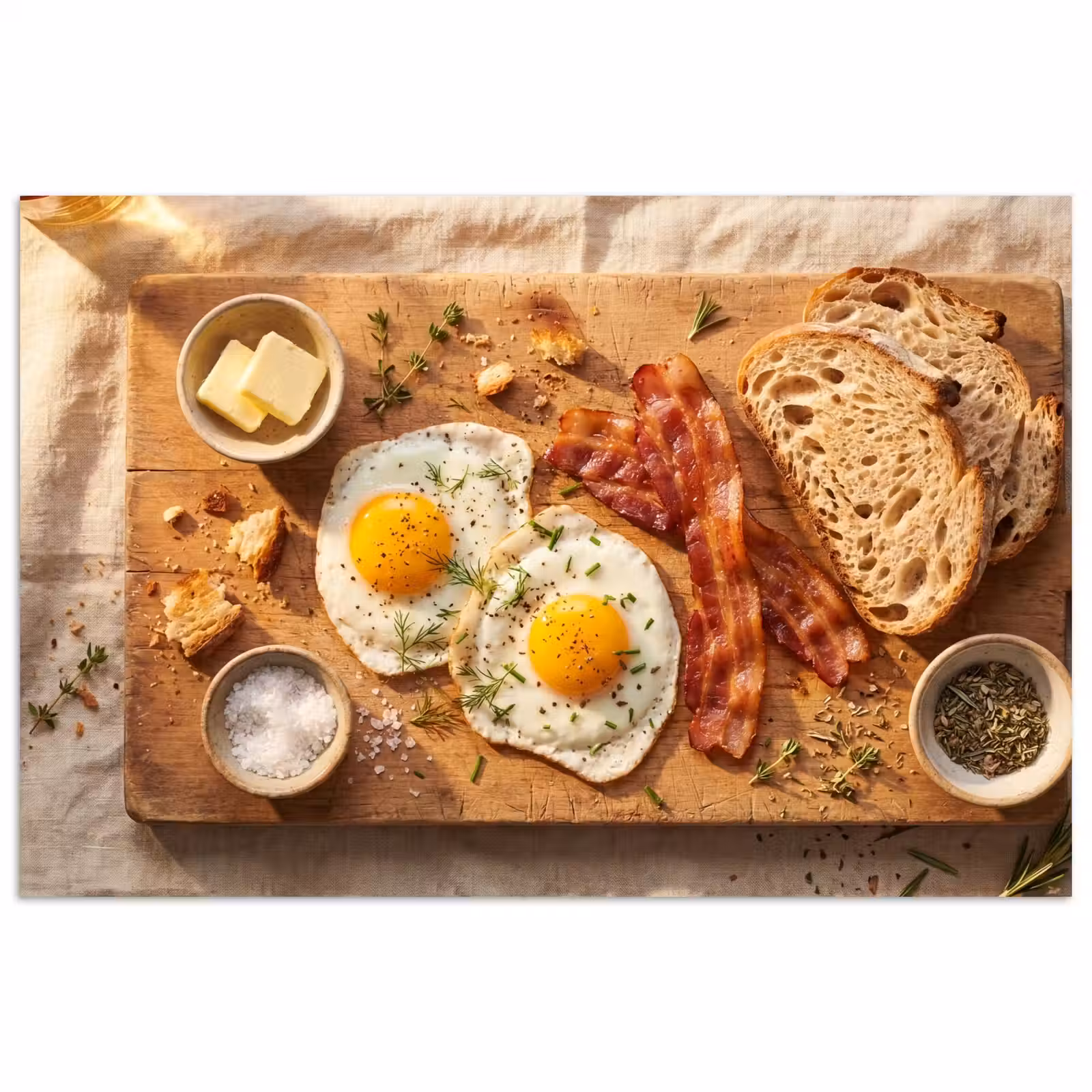 Poster - Eten - Ontbijt - Hout - Rustiek - Geel — 1