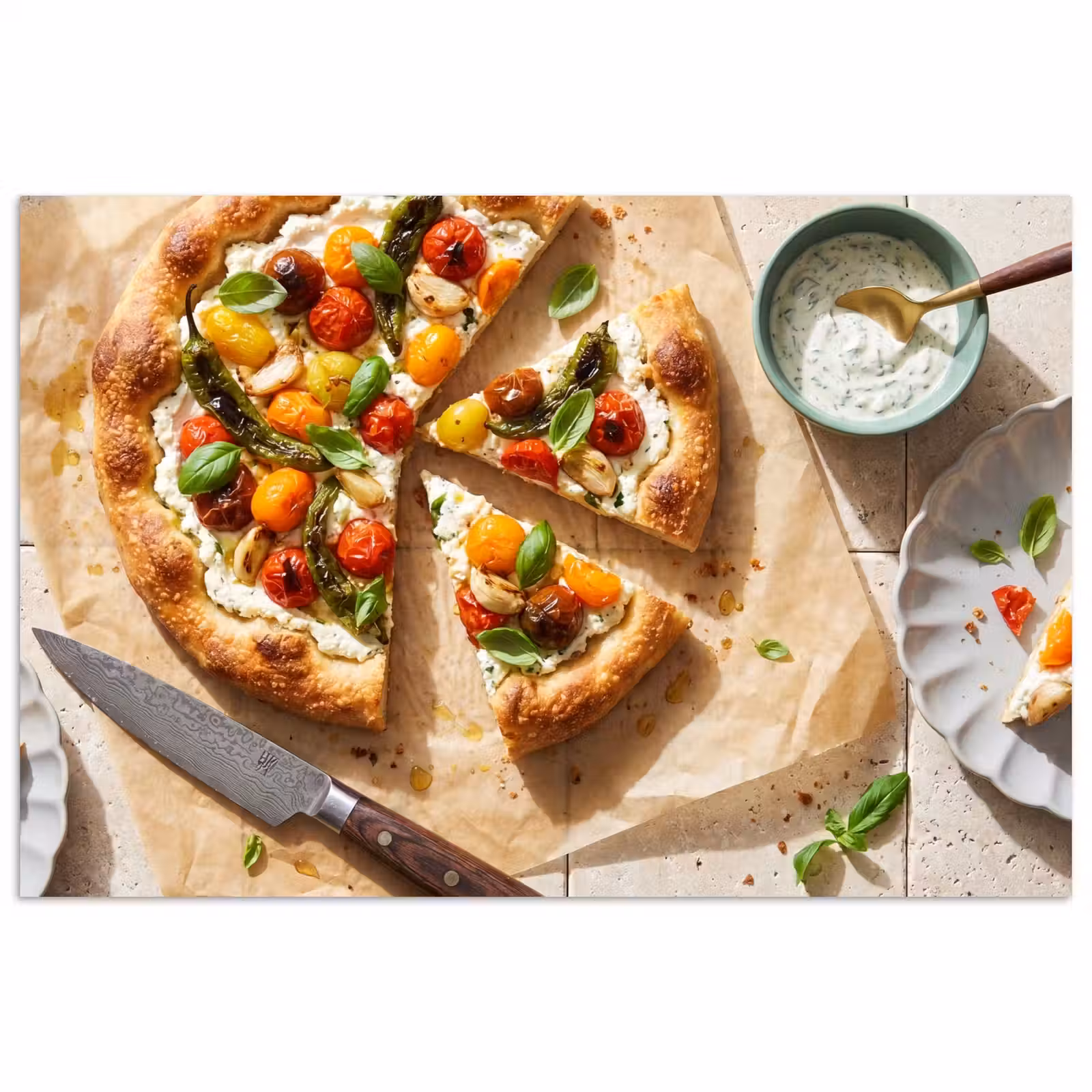 Poster - Eten - Tomaten - Basilicum - Maaltijd - Vers — 1