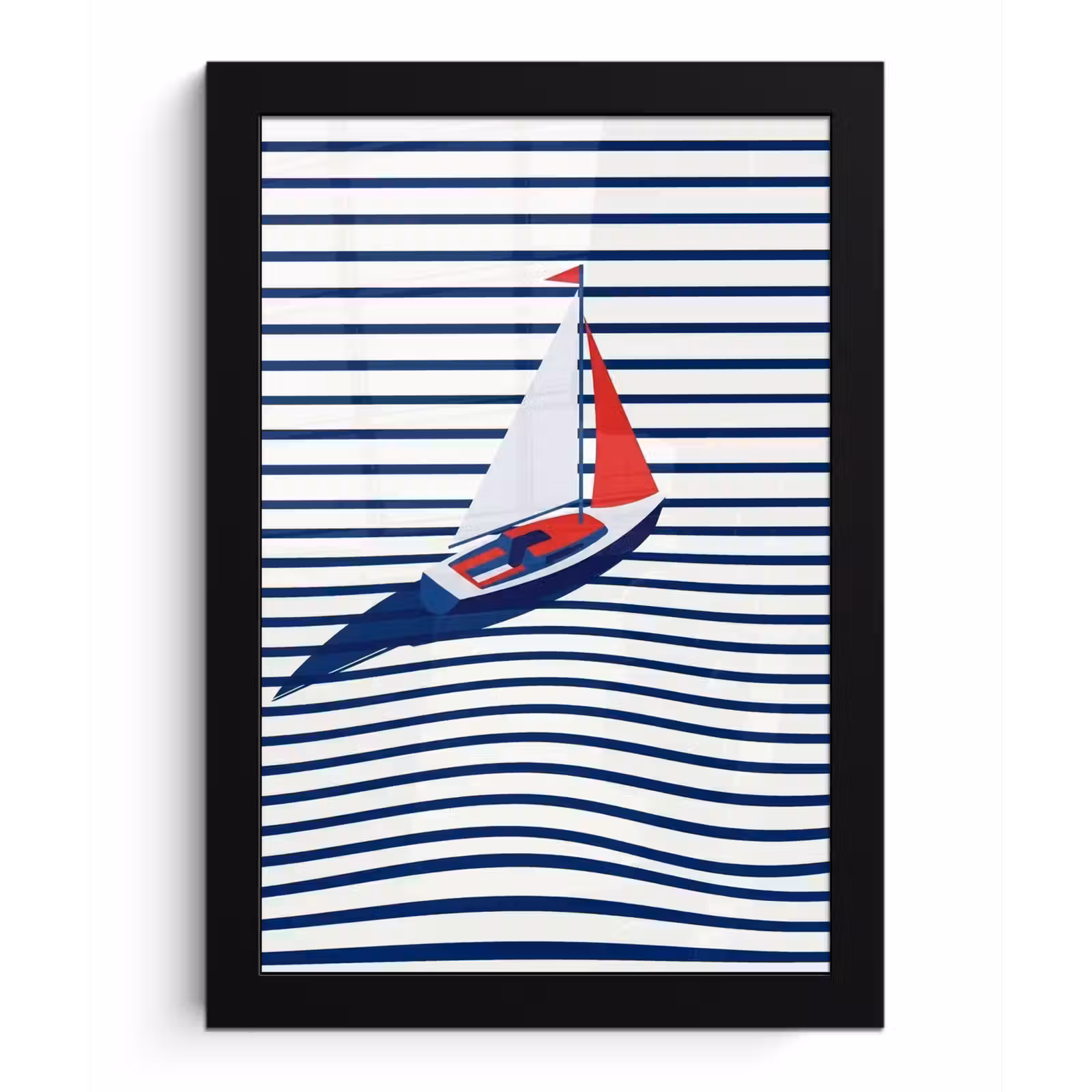 Poster met lijst - Boot - Water - Abstract - Blauw — 1