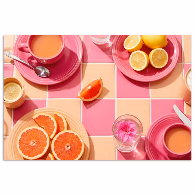 Poster - Eten - Citrusvruchten - Stillevens - Roze - Oranje — 1