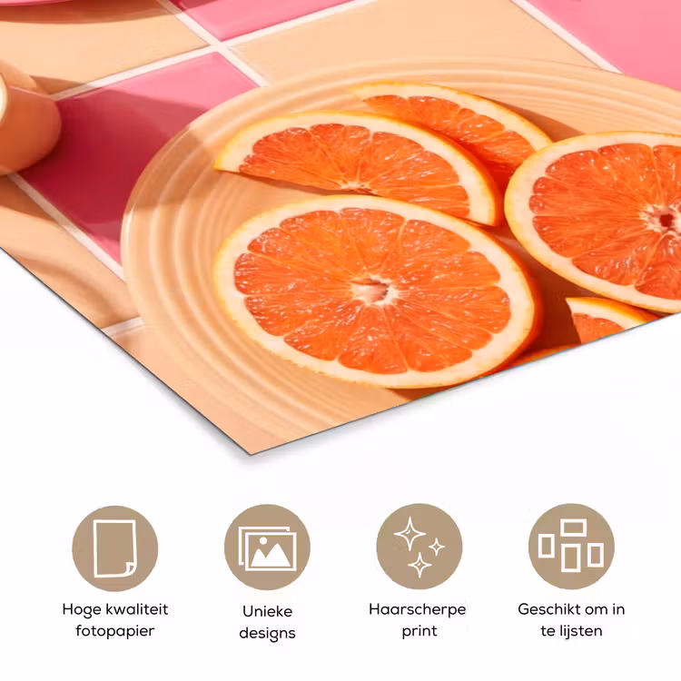 Poster - Eten - Citrusvruchten - Stillevens - Roze - Oranje — 5