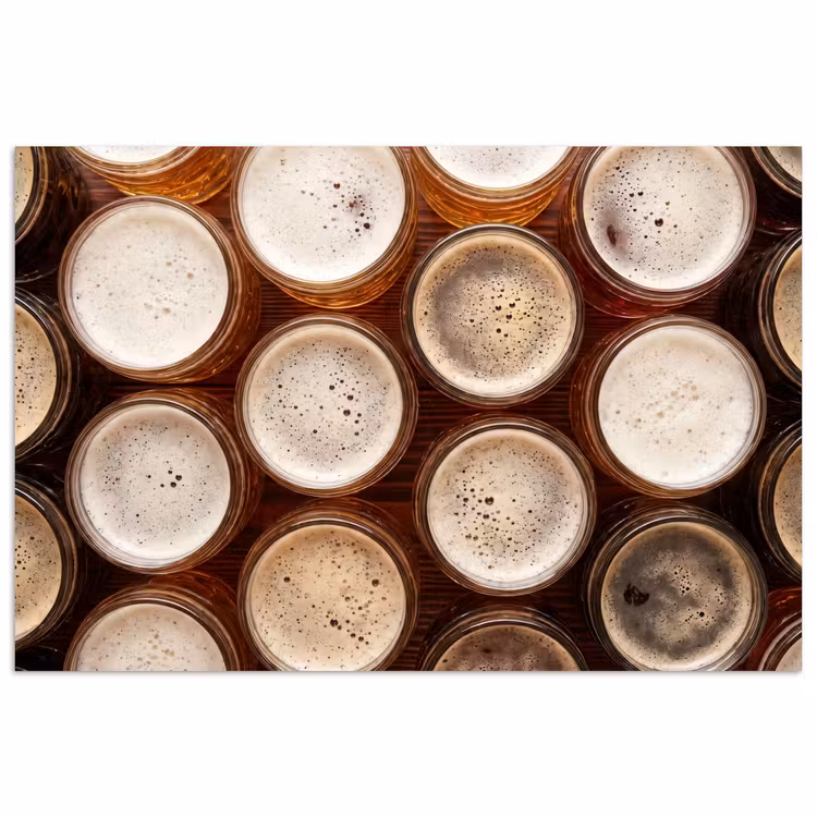 Poster - Eten - Glazen - Drank - Patroon - Bruin — 1
