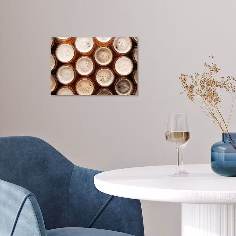 Poster - Eten - Glazen - Drank - Patroon - Bruin — 4