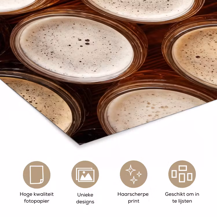 Poster - Eten - Glazen - Drank - Patroon - Bruin — 5