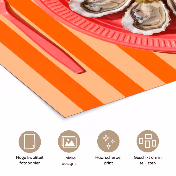 Poster - Eten - Oester - Zeevruchten - Oranje - Modern — 5