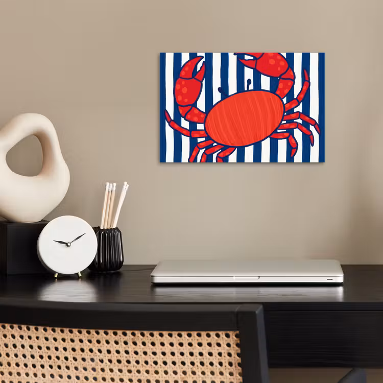 Poster - Krab - Strepen - Zeeleven - Illustratie - Rood — 2