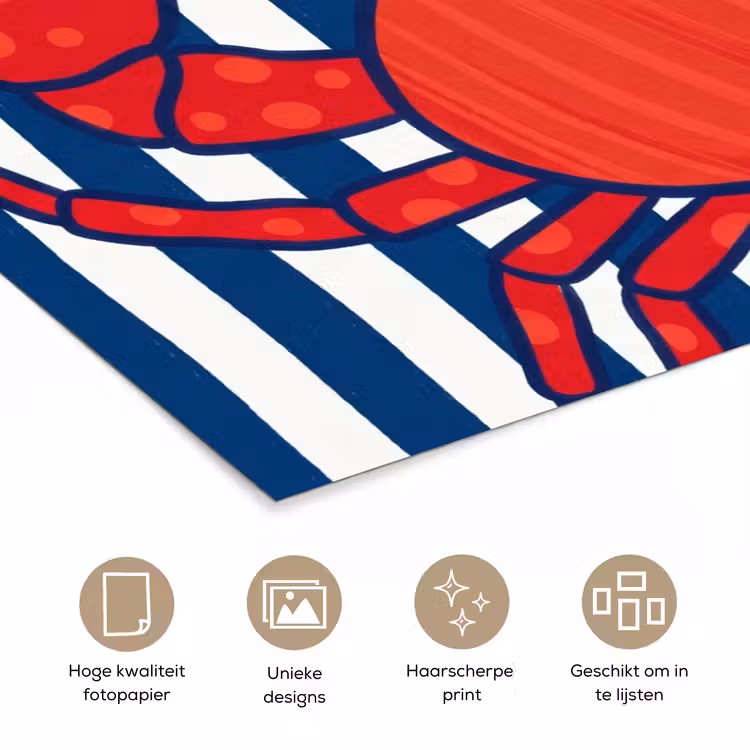Poster - Krab - Strepen - Zeeleven - Illustratie - Rood — 5