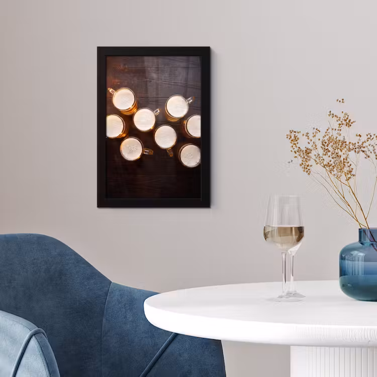 Poster met lijst - Bier - Glazen - Schuim - Hout - Drank — 2