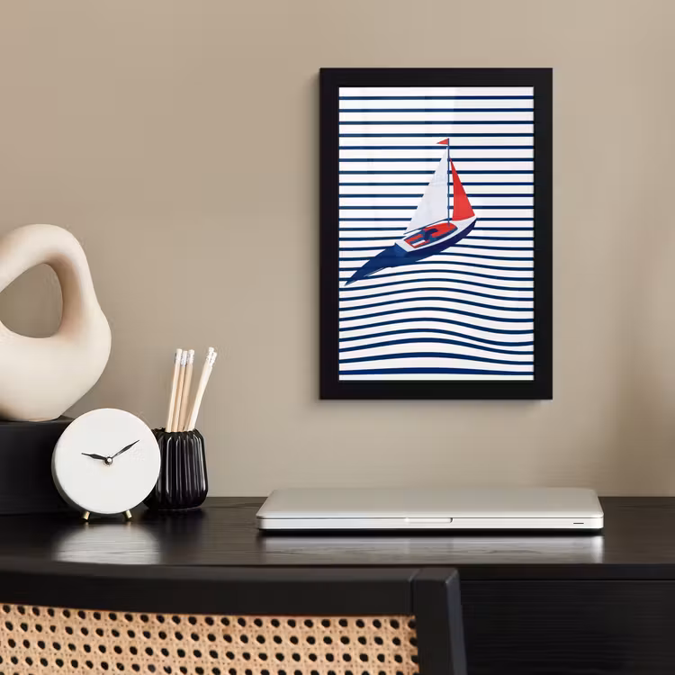 Poster met lijst - Boot - Water - Abstract - Blauw — 3
