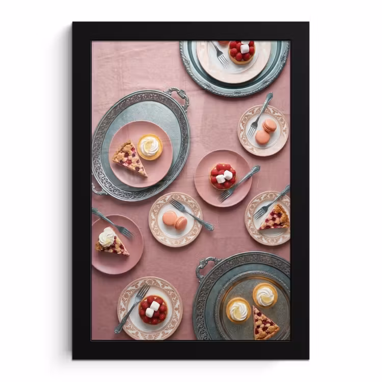 Poster met lijst - Dessert - Taart - Gebak - Zoet - Roze — 1