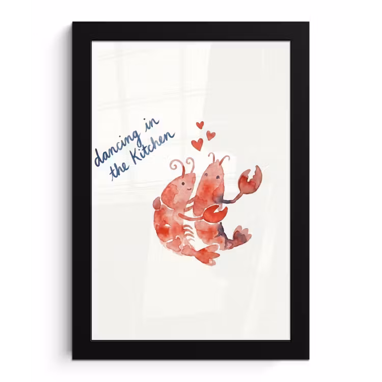 Poster met lijst - Dier - Dans - Liefde - Waterverf - Rood — 1