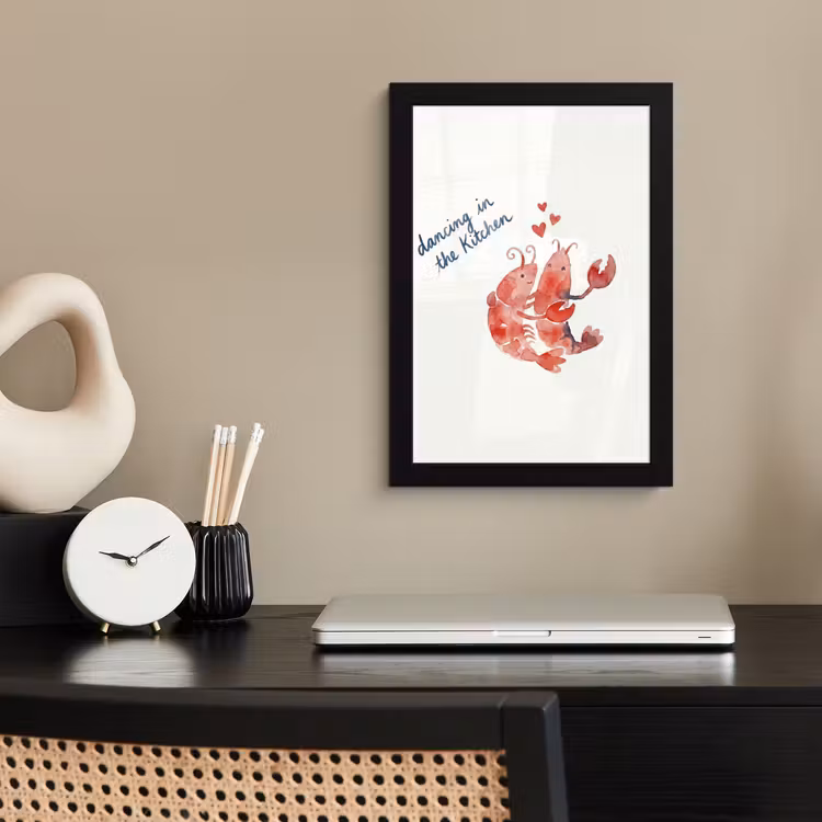 Poster met lijst - Dier - Dans - Liefde - Waterverf - Rood — 3