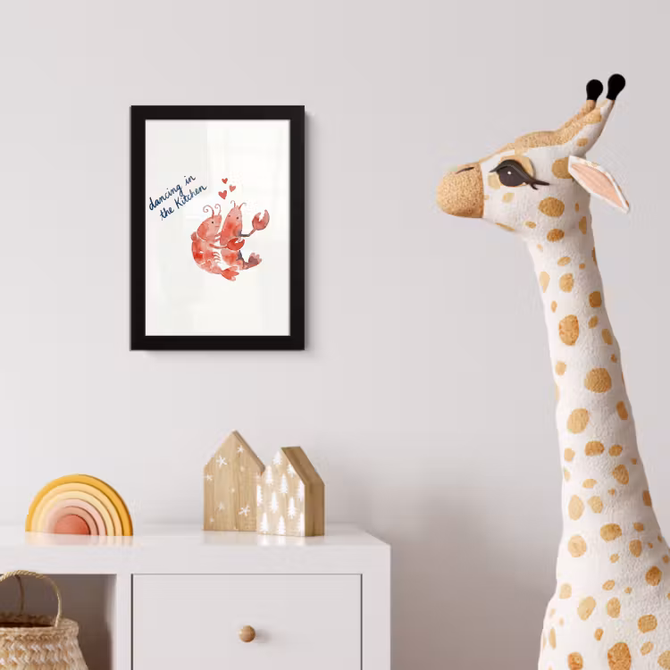 Poster met lijst - Dier - Dans - Liefde - Waterverf - Rood — 5