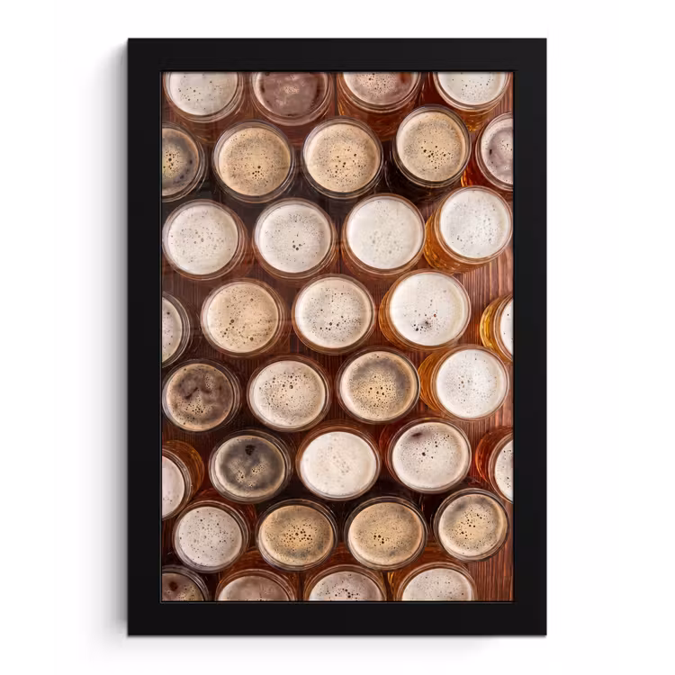 Poster met lijst - Eten - Glazen - Drank - Patroon - Bruin — 1