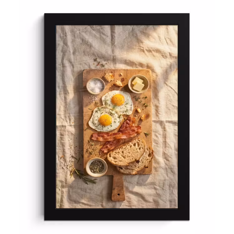 Poster met lijst - Eten - Ontbijt - Hout - Rustiek - Geel — 1