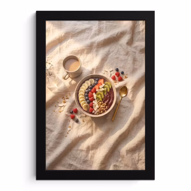 Poster met lijst - Eten - Ontbijtkom - Fruit - Gezond - Kleurrijk — 1
