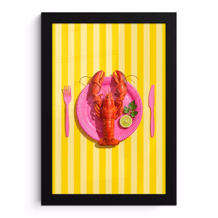 Poster met lijst - Eten - Roze - Geel - Modern - Culinaire — 1
