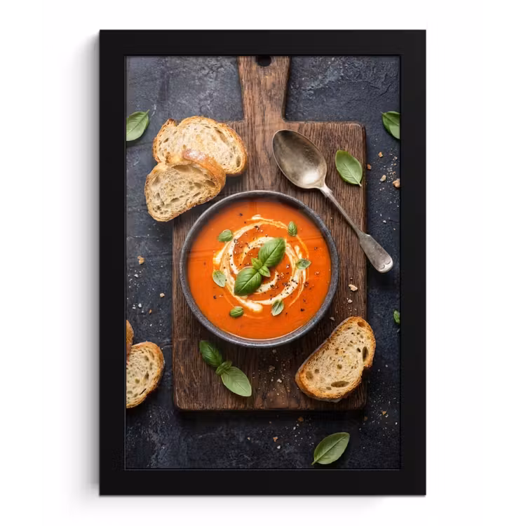 Poster met lijst - Eten - Soep - Basilicum - Rustiek - Rood — 1