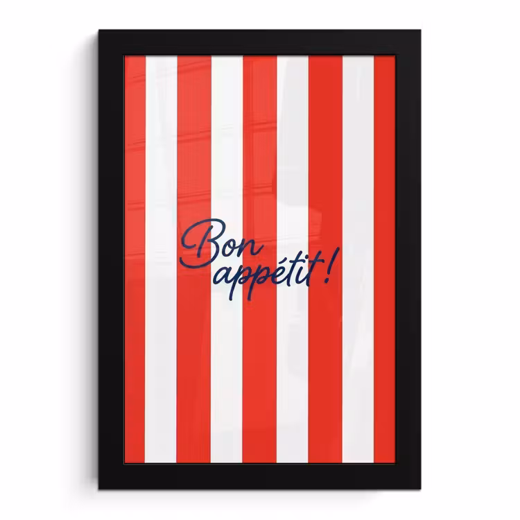 Poster met lijst - Eten - Spreuk - Keuken - Grafisch - Rood-Wit — 1