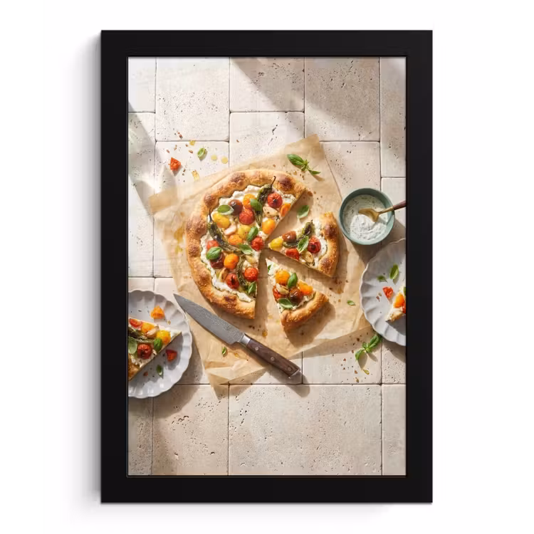 Poster met lijst - Eten - Tomaten - Basilicum - Maaltijd - Vers — 1