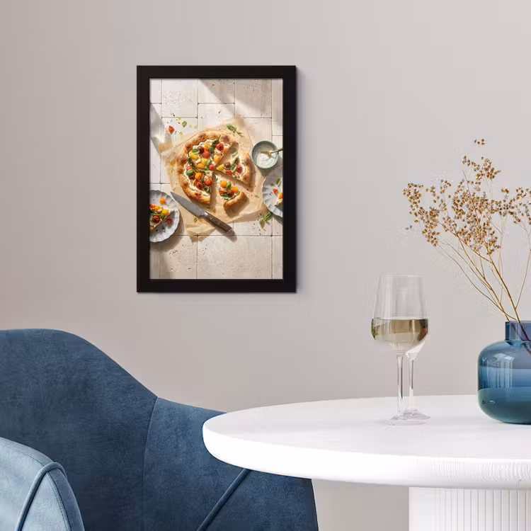 Poster met lijst - Eten - Tomaten - Basilicum - Maaltijd - Vers — 2