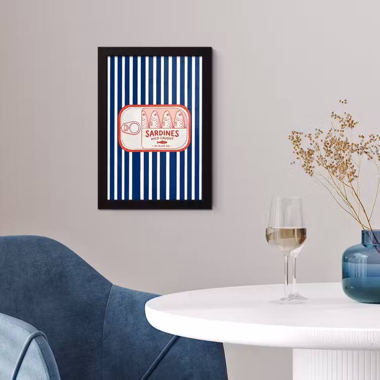 Poster met lijst - Eten - Vis - Blik - Illustratie - Rood — 2