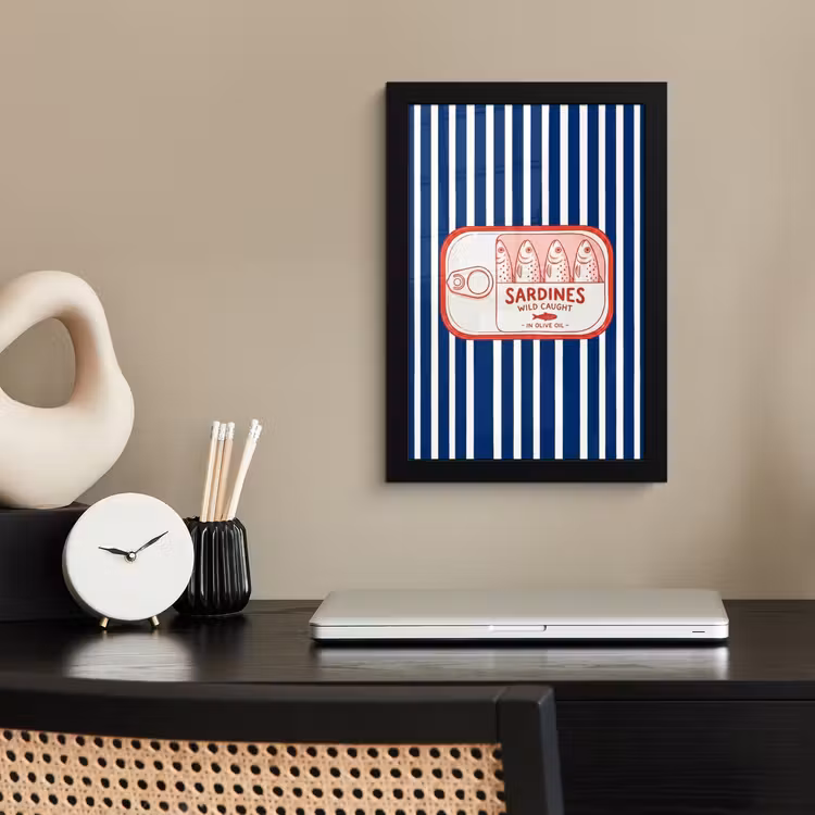Poster met lijst - Eten - Vis - Blik - Illustratie - Rood — 3