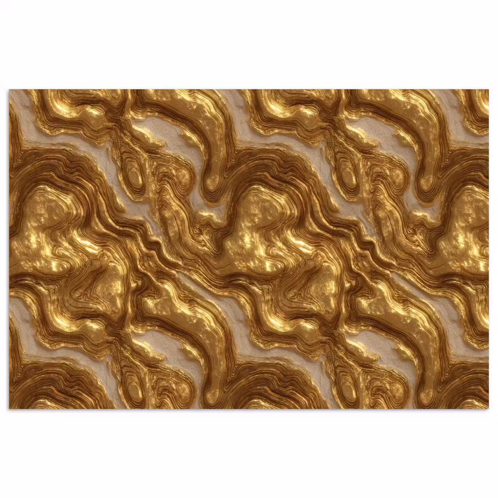 Poster - Golven - Organisch - Goud - Crème — 1