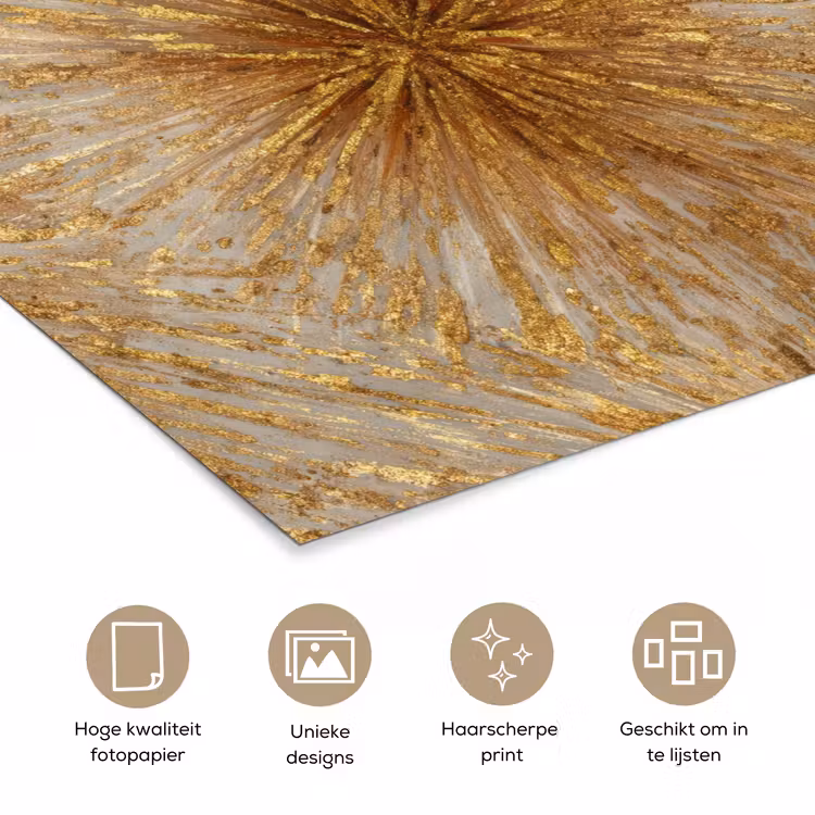 Poster - Explosie - Abstract - Goud - Wit — 5