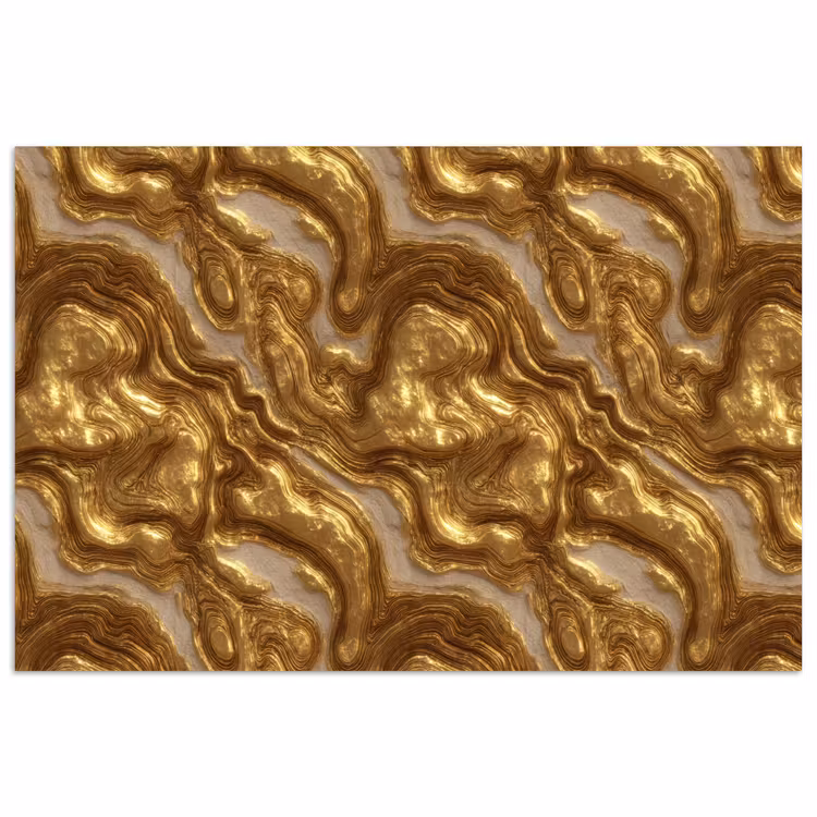 Poster - Golven - Organisch - Goud - Crème — 1