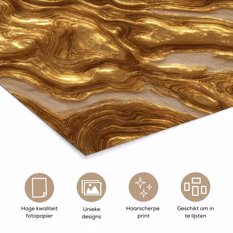 Poster - Golven - Organisch - Goud - Crème — 5