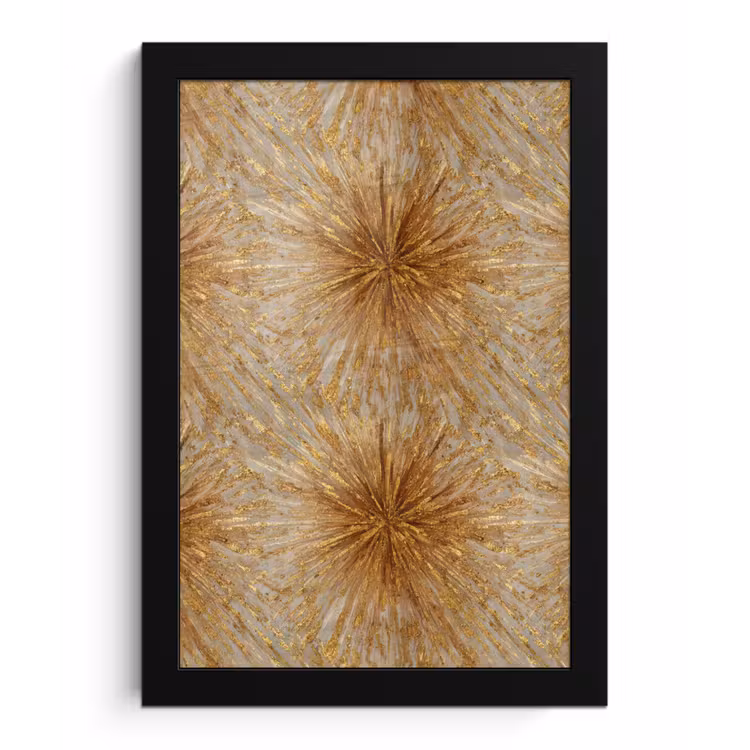 Poster met lijst - Explosie - Abstract - Goud - Wit — 1