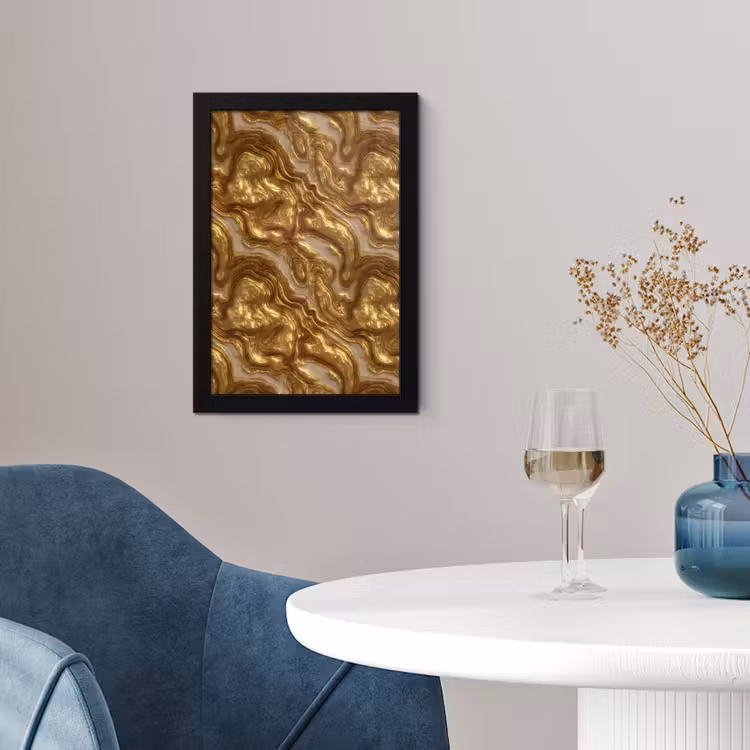 Poster met lijst - Golven - Organisch - Goud - Crème — 2