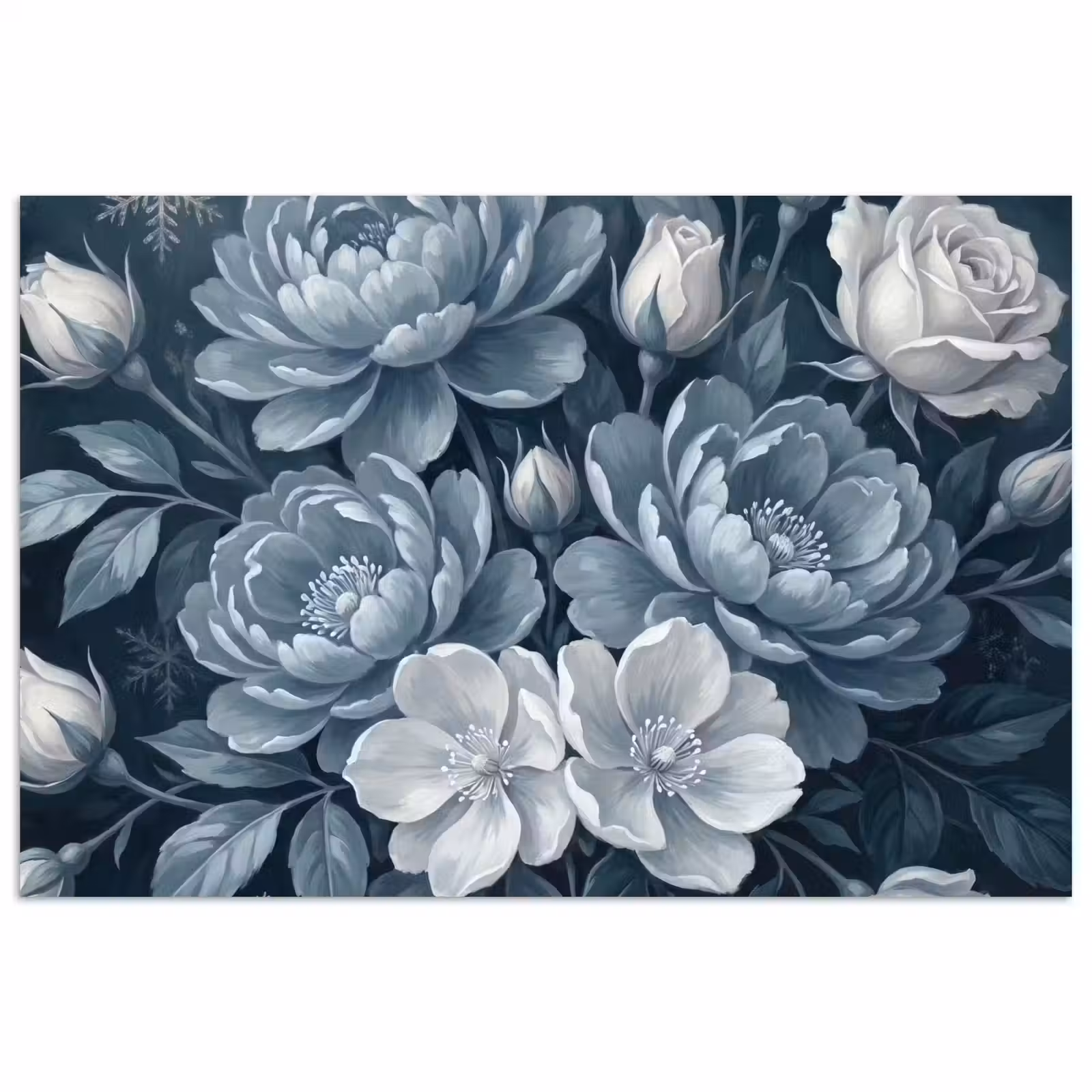 Poster - Bloemen - Boeket - Winter - Abstract - Blauw — 1
