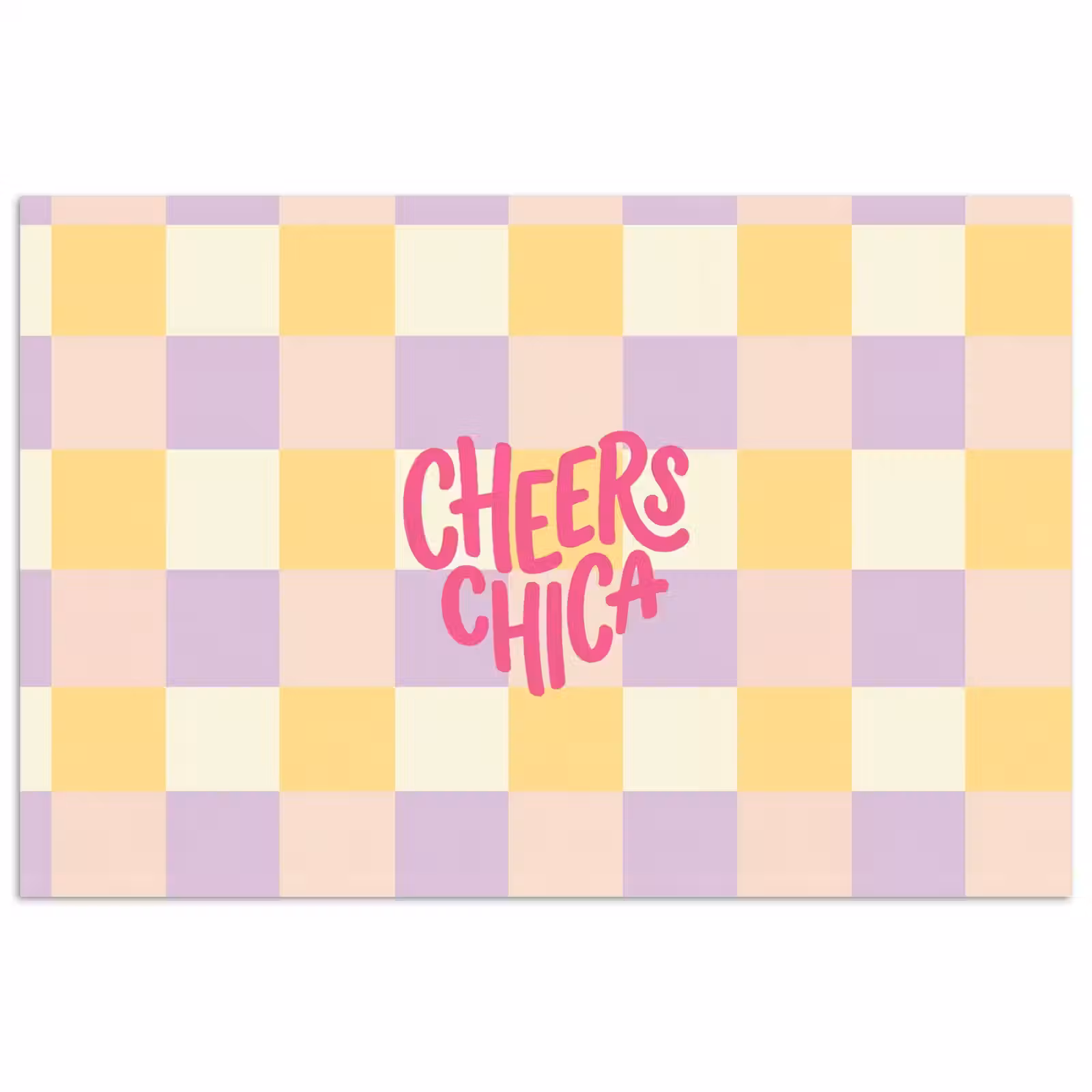Poster - Cheers Chica - Ruitjes - Lila - Geel — 1