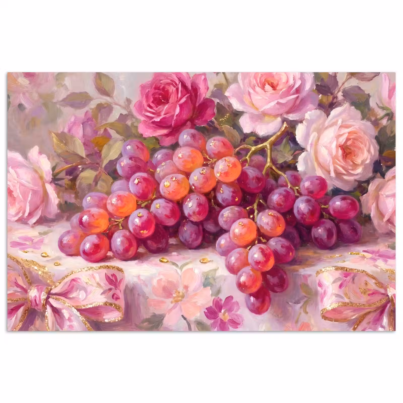 Poster - Eten - Bloemen - Stilleven - Roze - Goud — 1