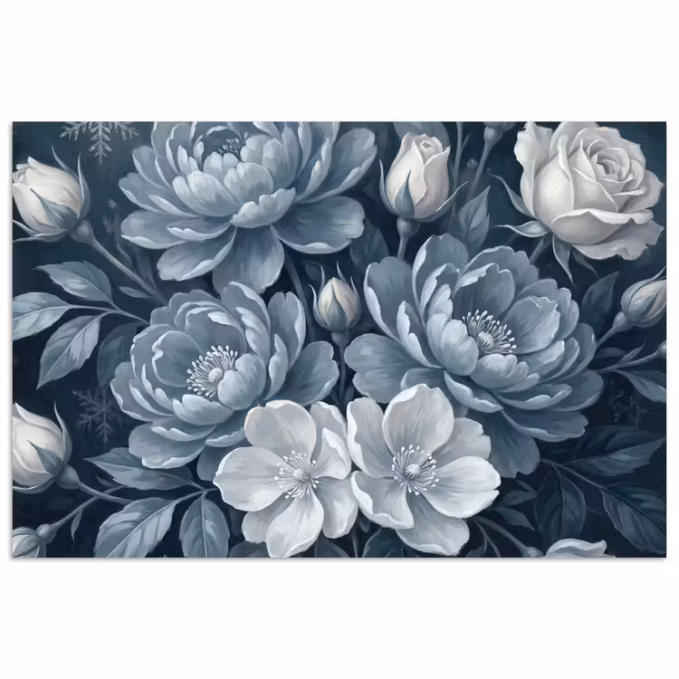 Poster - Bloemen - Boeket - Winter - Abstract - Blauw — 1