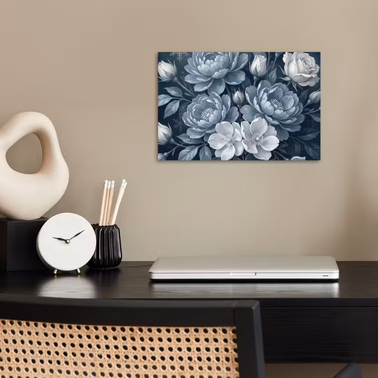 Poster - Bloemen - Boeket - Winter - Abstract - Blauw — 2
