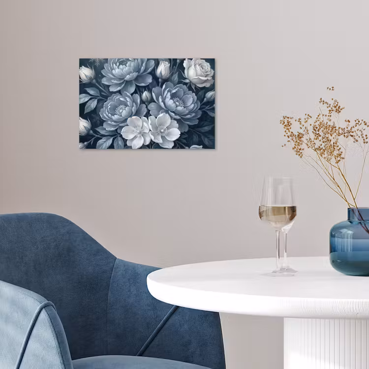 Poster - Bloemen - Boeket - Winter - Abstract - Blauw — 4