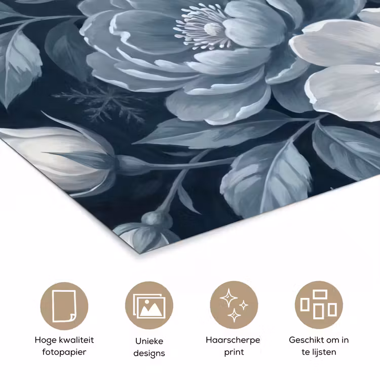 Poster - Bloemen - Boeket - Winter - Abstract - Blauw — 5