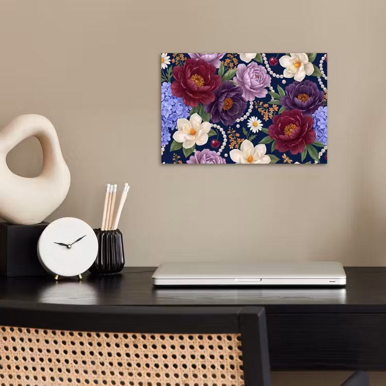 Poster - Bloemen - Parels - Decoratie - Modern - Blauw — 2