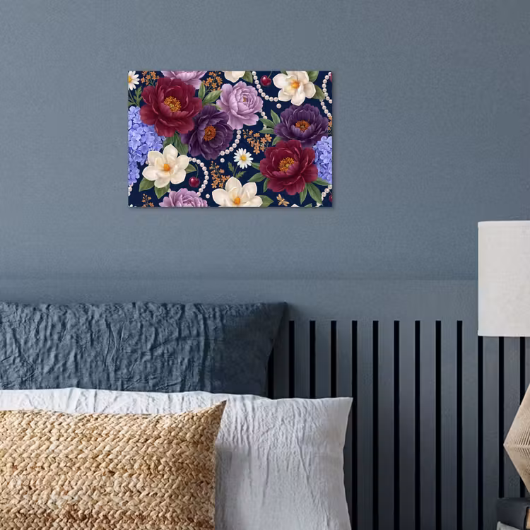Poster - Bloemen - Parels - Decoratie - Modern - Blauw — 3